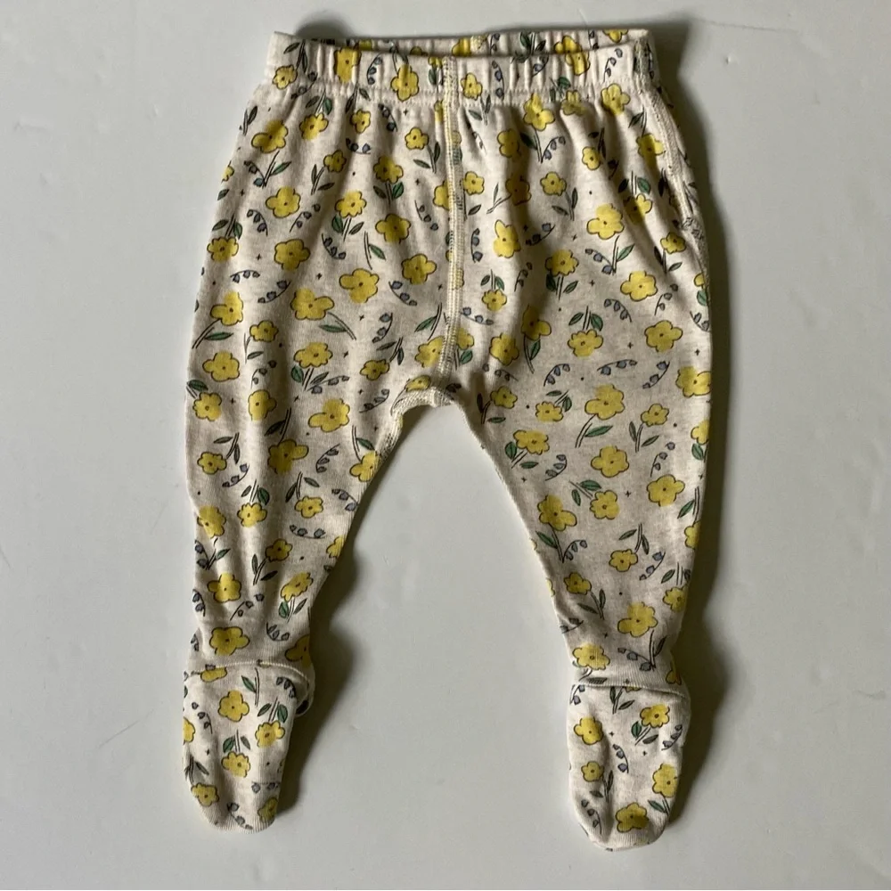 Hanna Andersson Outfit Size 3 6 Months Kimono Floral 2-Piece Yellow Flowers EUC